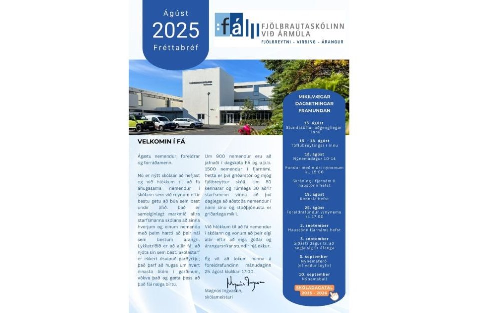 Fréttabréf FÁ - ágúst 2025