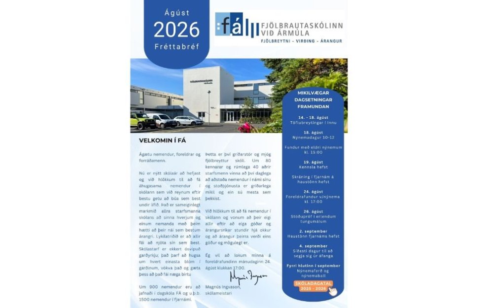 Fréttabréf FÁ - ágúst 2026