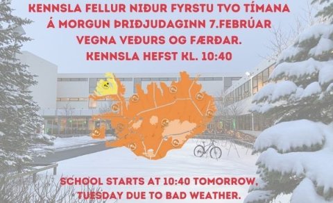 Seinkun á kennslu vegna veðurs